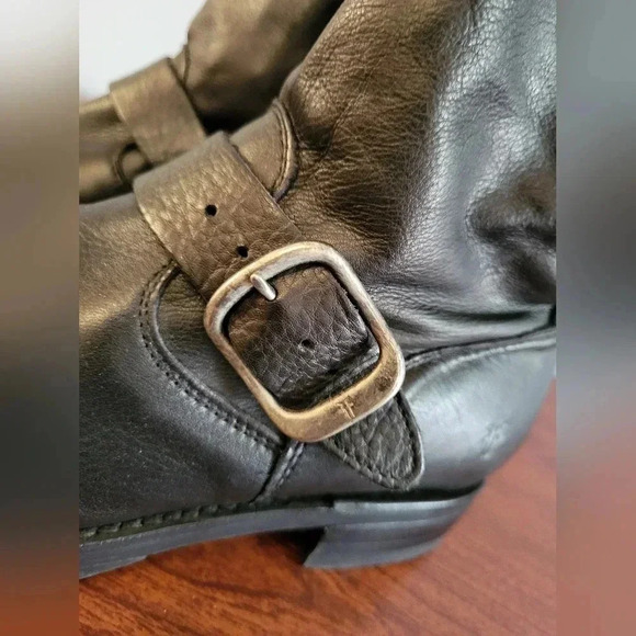 Frye Veronica Short Black Leather Popular Moto Vintage Combat Ankle Boot(6.5) - Picture 9 of 12